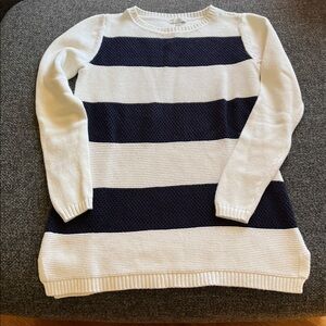 Talbots Classic Navy and White Striped Cotton Sweater